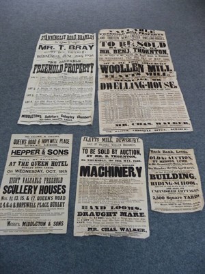 Lot 451 - Yorkshire Broadsides, five broadsides; Flatts Woollen Mill, Dewsbury, 1866; Flatts Woollen Mill...