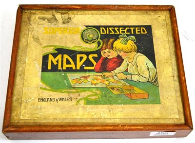 Lot 458 - Toys To Teach Dissected Maps England & Wales in wooden box with paper map