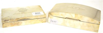 Lot 468 - Silver cigarette box, inscribed 43rd (Wessex) Divisional RASC (T) and another with domed top (2)