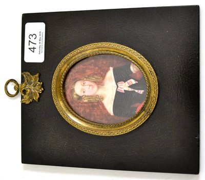 Lot 473 - British School (mid 19th century), a head and shoulders portrait of a lady wearing her hair in...