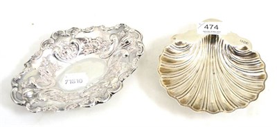 Lot 474 - A silver shell butter dish, London 1903 and a small silver bonbon dish, London 1892