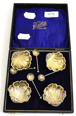 Lot 478 - Cased set of four silver salts and spoons