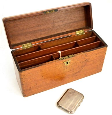 Lot 481 - A 19th century mahogany correspondence box and a silver cigarette case (2)