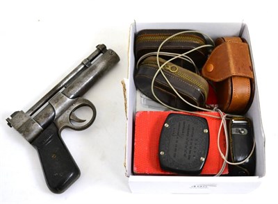 Lot 495 - Webley air pistol and a box of Weston meters