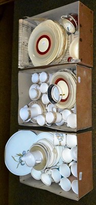 Lot 503 - Three boxes of  assorted Susie Cooper tea and dinnerwares and Wedgwood coffee set etc