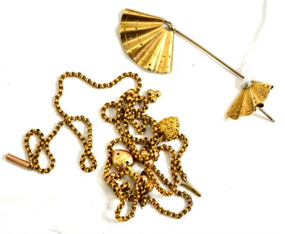 Lot 526 - Fancy link necklace and a 9ct gold fan drop earring