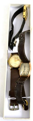 Lot 536 - Two gentleman's 9ct gold wristwatches and another stamped '14K'