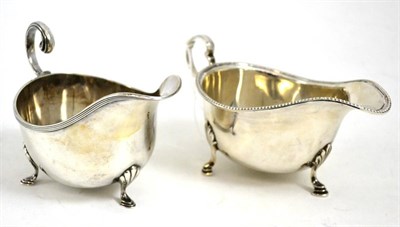 Lot 545 - Two silver sauce boats in 18th century style