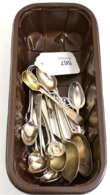 Lot 567 - A collection of silver flatware, mid-18th century to 20th century