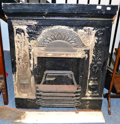 Lot 1008 - Black painted Art Nouveau style cast fire insert