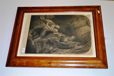 Lot 1055 - Brass bound writing slope and a Victorian framed print