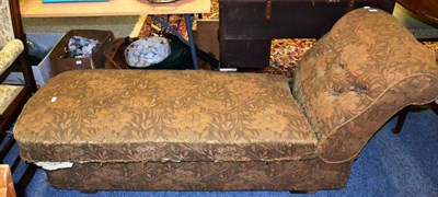 Lot 1078 - Early 20th century daybed with hinged seat and a mahogany framed wall mirror with carved mount