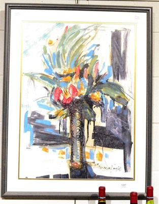 Lot 1097 - Suzanne Knight (20th/21st century), still life of flowers, signed, oil on paper