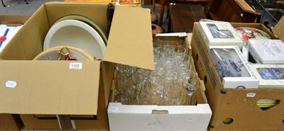 Lot 1120 - Large quantity of Ringtons jars, glassware, pottery, etc (in five boxes)