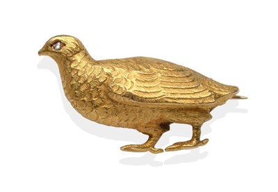 Lot 233 - A Grouse Brooch, realistically modelled and with a rose cut diamond inset eye, measures 2.9cm...