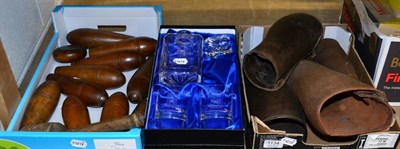 Lot 1134 - Five boxes including silver plated items, assorted treen, small tin case, Christmas...