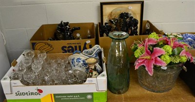 Lot 1170 - A quantity of cut glass, modern light fittings, prints, ceramics etc