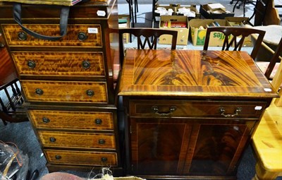 Lot 1184 - Tallboy with six drawers in mahogany veneer and a two door small cabinet with mahogany veneer