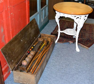 Lot 1196 - White painted cast iron pub table