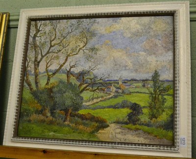 Lot 1213 - H Taylor Green (20th century), landscape with a village, signed, oil on canvas