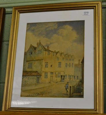 Lot 1215 - C J W Winter (19th century), Street scene with figures outside a house, signed, watercolour