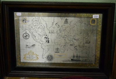 Lot 1233 - The Royal Geographical Society Silver Map in an oak frame, ltd edition 925/1000, hallmarked...