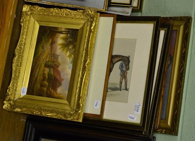 Lot 1234 - Assorted framed pictures and prints including an oval framed pencil drawing of a river scene,...