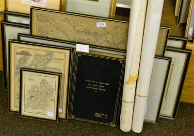 Lot 1239 - A collection of early maps (framed and rolled) including Blaeu/Pont Teviotia Vulgo Tivedale