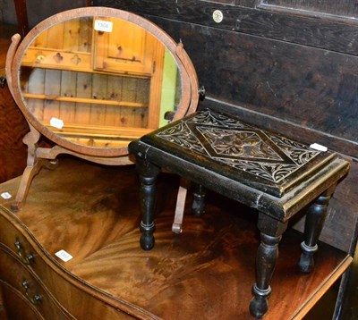 Lot 1304 - A toilet mirror, child's chair, luggage stand and Edwardian bedside cabinet (4)