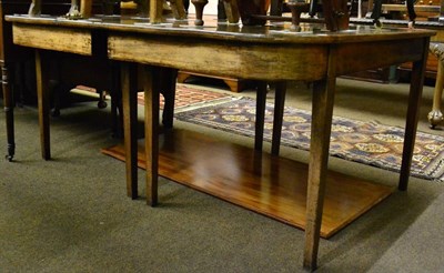 Lot 1316 - Late George III mahogany dining table of two ends with modern leaf