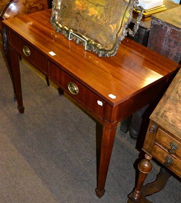 Lot 1341 - Reproduction mahogany two drawer side table