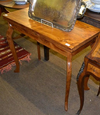 Lot 1343 - Reproduction yew wood fold over card table