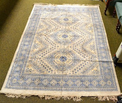 Lot 1344 - A blue and cream patterned Eastern rug and a red Kilim large rug (2)