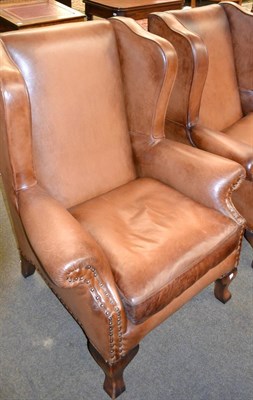 Lot 1380 - Modern John Lewis Compton leather wing armchair, retail £1500