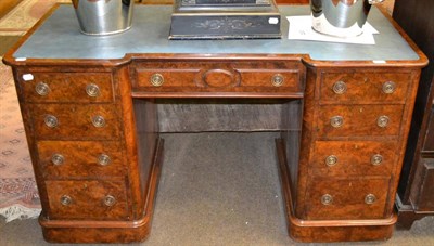 Lot 1387 - A Victorian walnut pedestal desk