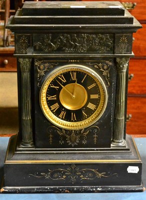 Lot 1388 - Large black slate mantel clock