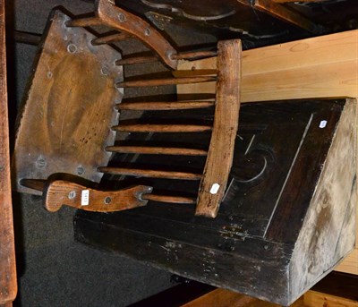 Lot 1413 - Oak corner cabinet and comb back country chair