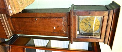 Lot 1428 - An oak longcase clock case, flat top pediment, 11-inch square brass dial with chapter ring...