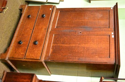 Lot 1450 - George III oak press cupboard on bracket feet