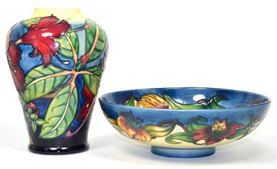 Lot 104 - A modern Moorcroft Anna Lily pattern bowl, impressed factory marks, 25.5cm diameter and a...