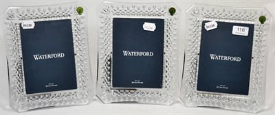 Lot 116 - Three Waterford crystal 'Lismore' photograph frames, with boxes