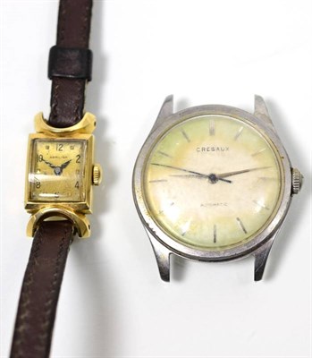 Lot 135 - A lady's wristwatch, signed Hamilton, case stamped 14k and a stainless steel gents automatic...