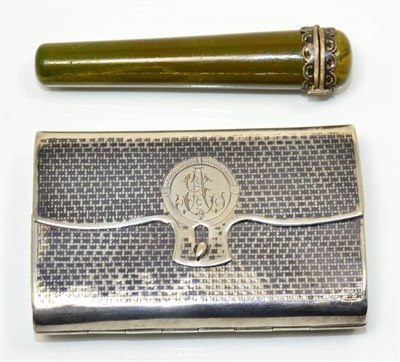 Lot 170 - Russian silver cigarette case and a cheroot holder (2)