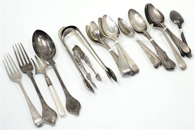 Lot 173 - A collection of assorted George III silver tea spoons, various part sets; two Victorian silver...