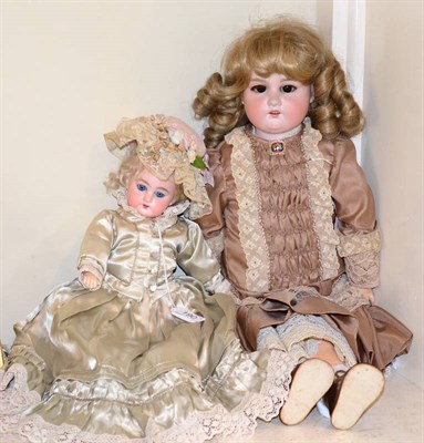 Lot 190 - Armand Marseille bisque socket head 1894 doll with sleeping blue eyes, open mouth, with blond...