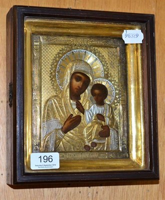 Lot 196 - A Russian box framed icon, black Madonna