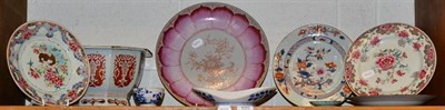 Lot 199 - A large Chinese porcelain famille rose dish, Qianlong, foliate roundel design, 30cm diameter;...