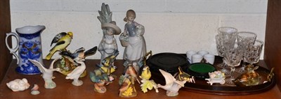 Lot 202 - Two Lladro figures; further Lladro swans; a group of Royal Copenhagen birds; Worcester and...