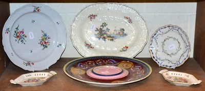 Lot 209 - A Vienna heavily decorated charger/stand, 37cm diameter; a Prayer meat dish, 36cm long; a...