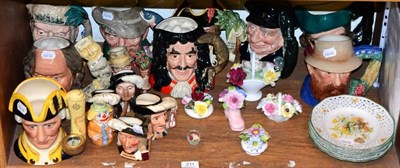 Lot 211 - Collection of fifteen Royal Doulton pottery character jugs, china posy groups etc